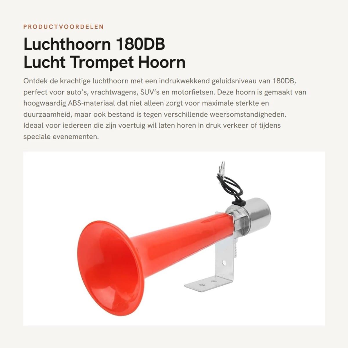 Dailygoods- Luchthoorn 180DB - Auto/Trekker - Gemaakt van ABS - Weerbestendig - Eenvoudige installatie - Inclusief montagehardware - Autohoorn