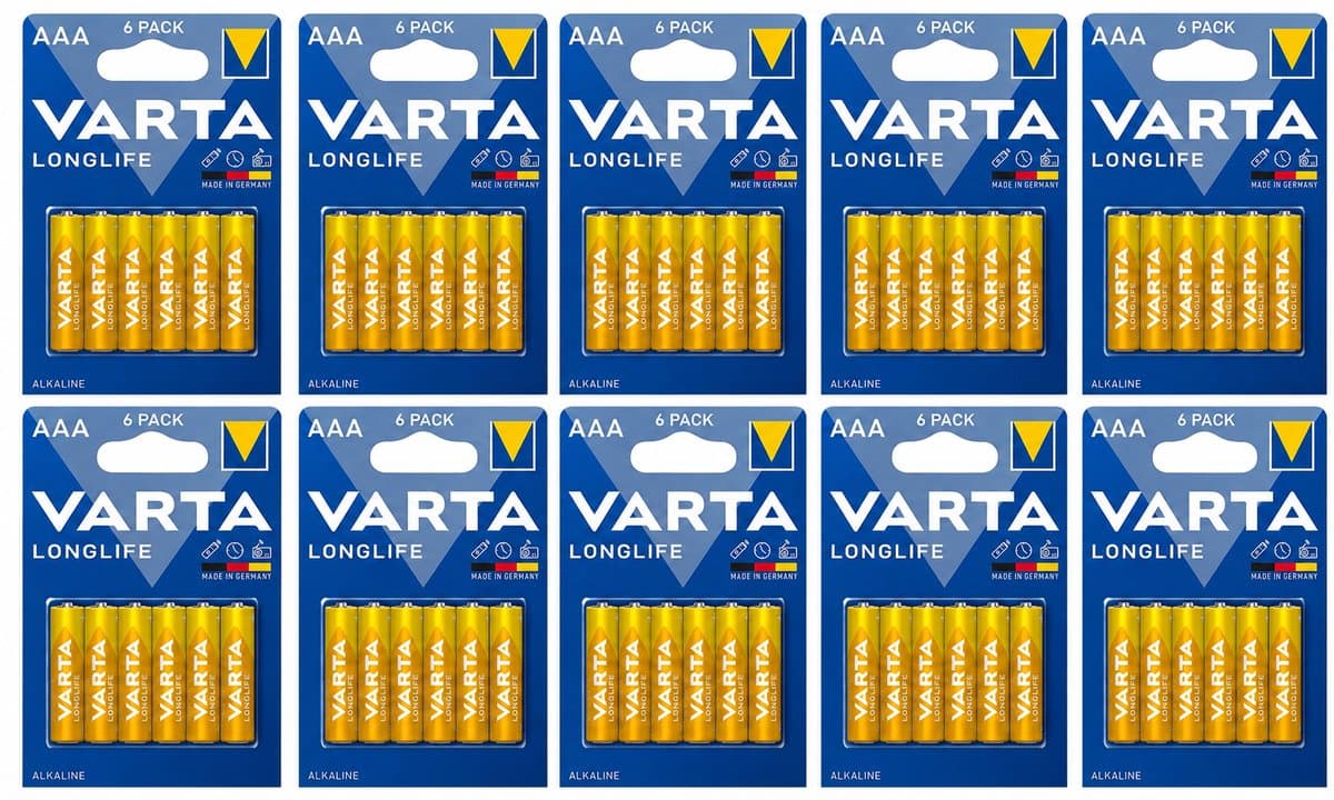 Varta Longlife AAA Alkaline Batterij 60 Stuks