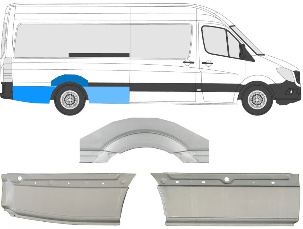 Reparatiepaneel achterspatbord voor Mercedes Sprinter 2006-2018 / Rechts / Set