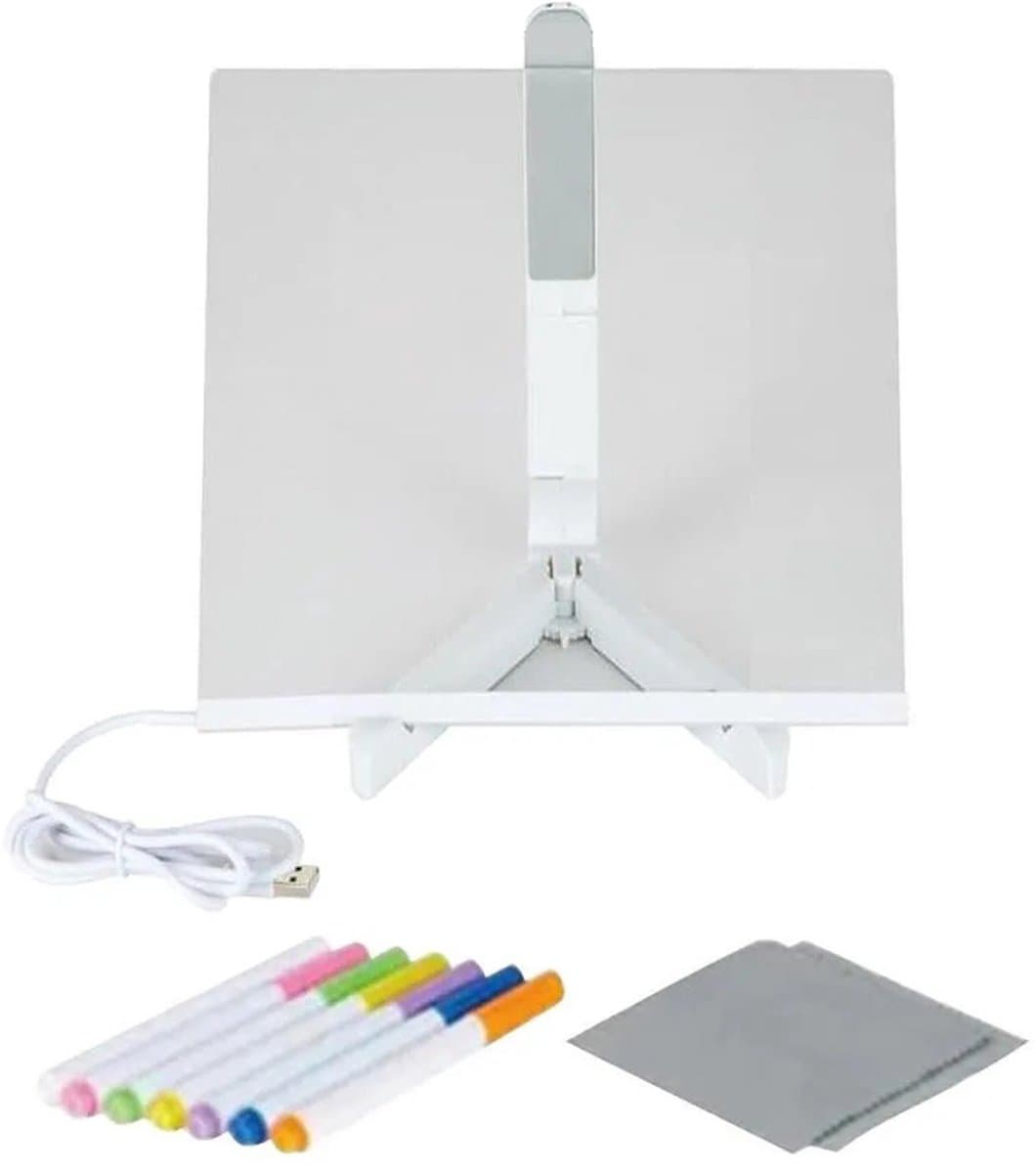 DIY Verlichte Tekentablet 15x15cm voor Kinderen- Wisbaar Acryl Fluorescentie Bord- Educatief Teken Speelgoed met Markers