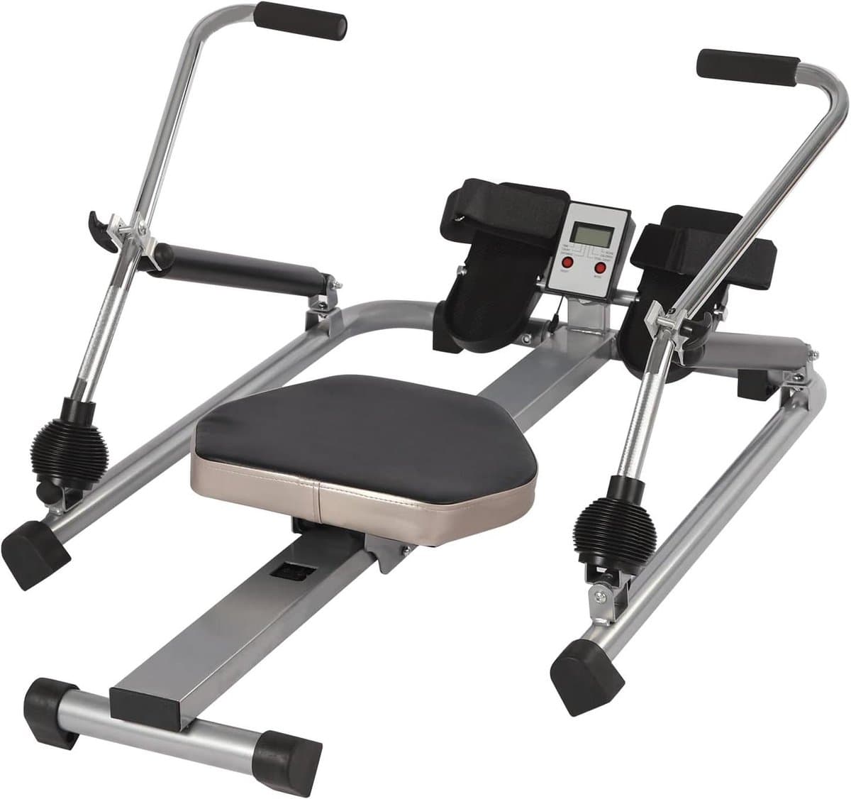 Roeitoestel voor thuis - Fitness apparaat - Volledige lichaamstraining - Stil hydraulisch systeem - 120 kg draagvermogen - Zilver zwart