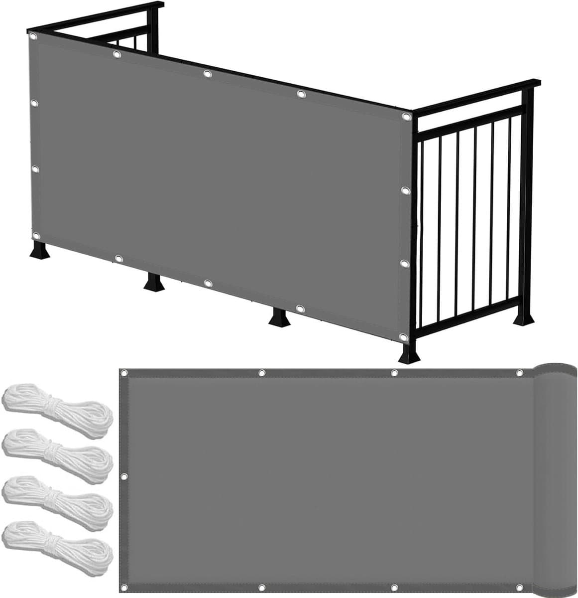 Schaduwnet - Schaduwzeil doek - Buitenruimte schaduw - Waterdicht polyester - 290x550 cm - Lichtgrijs