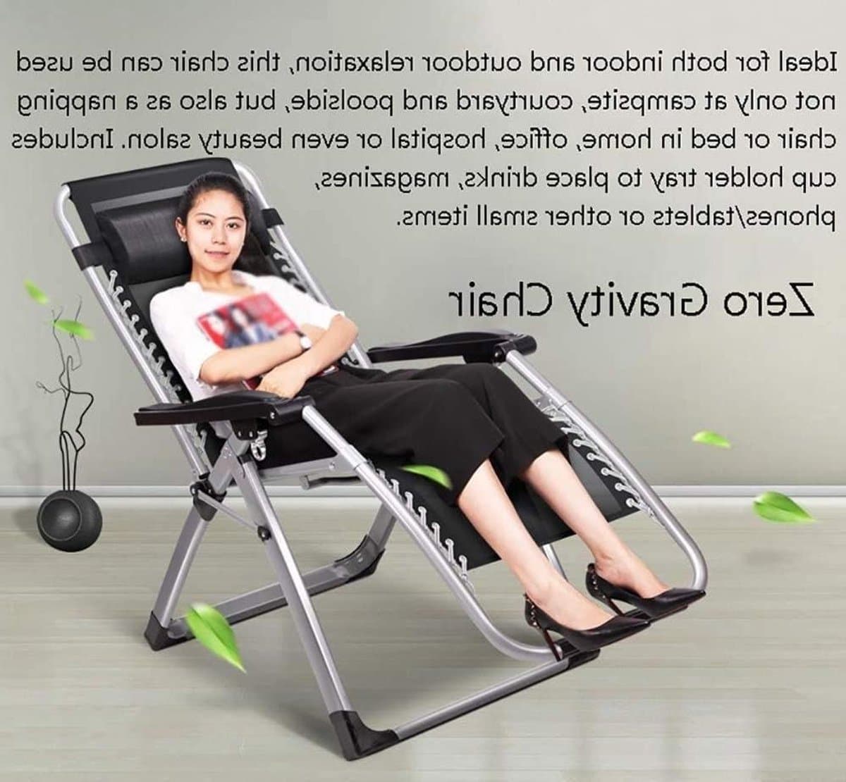 Loungestoel Tuinstoel - Klapstoel Relaxstoel - Buiten Ontspannen - Zero Gravity Effect - 200kg Draagvermogen - Zwart