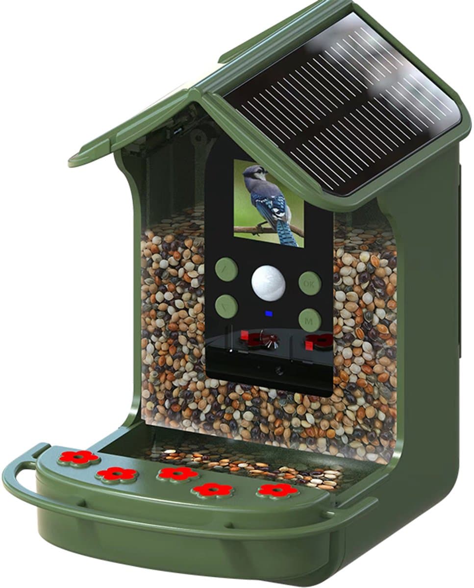 Nexeli NX-BDC-040 Smart Bird Feeder met Camera - PIR Bewegingsdetectie - Automatische Foto & Video - Infrarood Nachtzicht - Dubbel Zonnepaneel - Waterdicht
