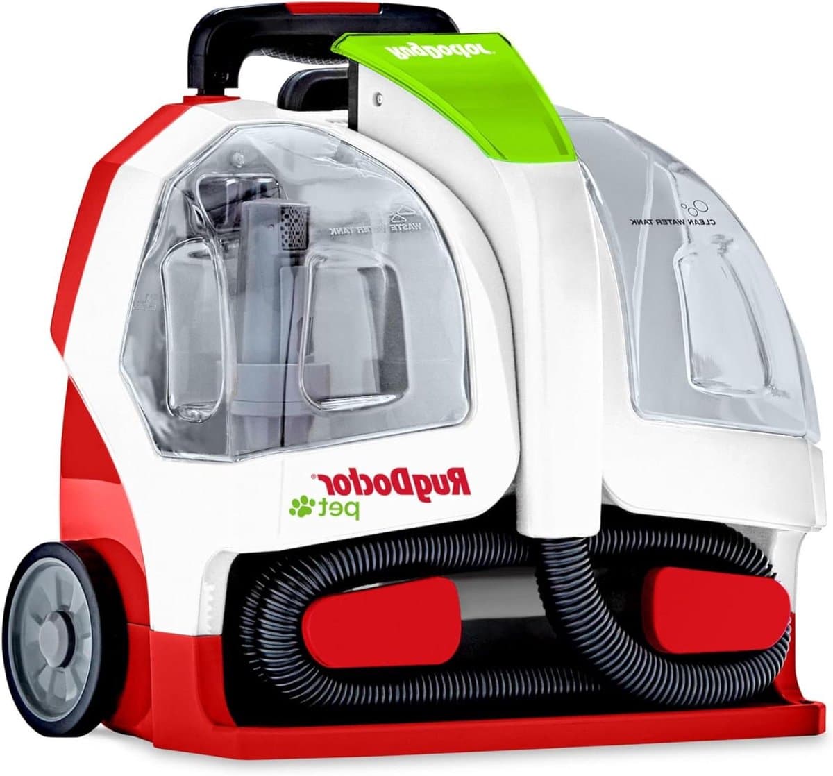 Draagbare Vlekkenreiniger - Tapijtreiniger Huisdier - Vlekken Verwijderen - Dubbele Zuigkracht - 185 Liter - Rood/Wit