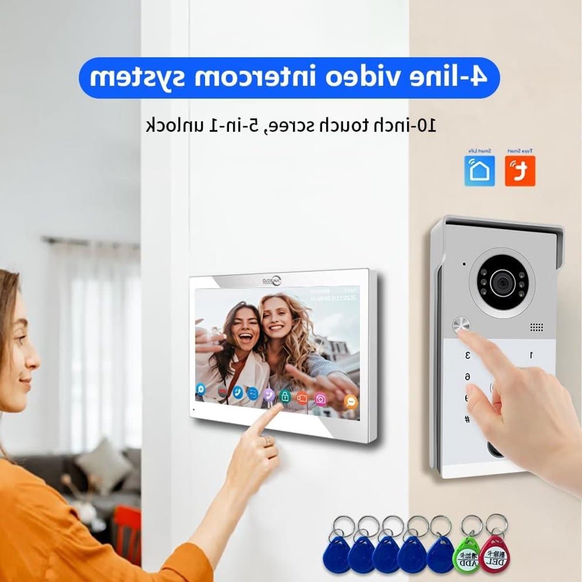 Videodeurbel Systeem - Deurbel met Camera - Veilig Huis - 5 Ontgrendelingsmethoden - 7 Inch Monitor - Zwart