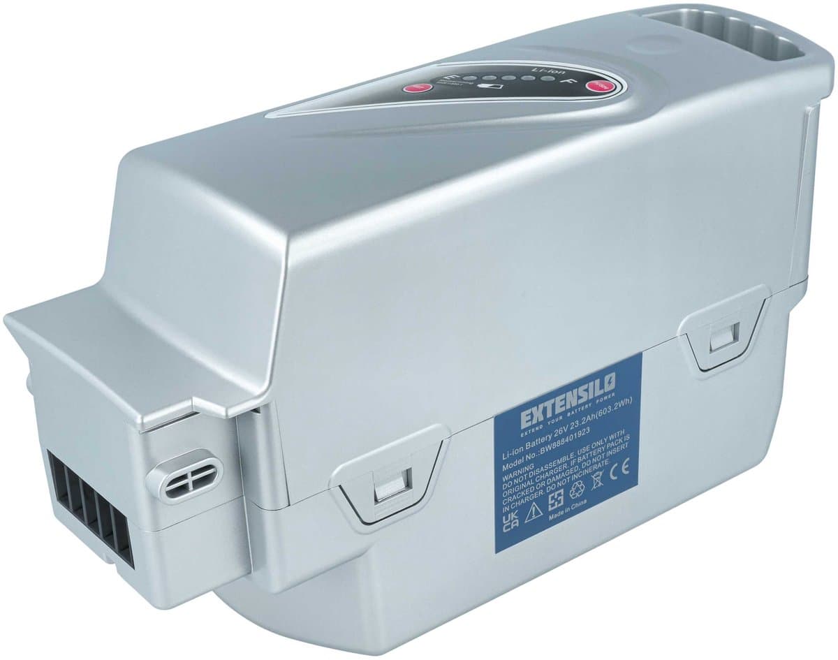 EXTENSILO-accu compatibel met Flyer C-serie, L10 HS, L11 HS Premium, L11 HS, L10, L11, L14 HS, L6, L8 HS, L9 e-bike (23,2 Ah, 25,2 V, Li-ion) - Zilver
