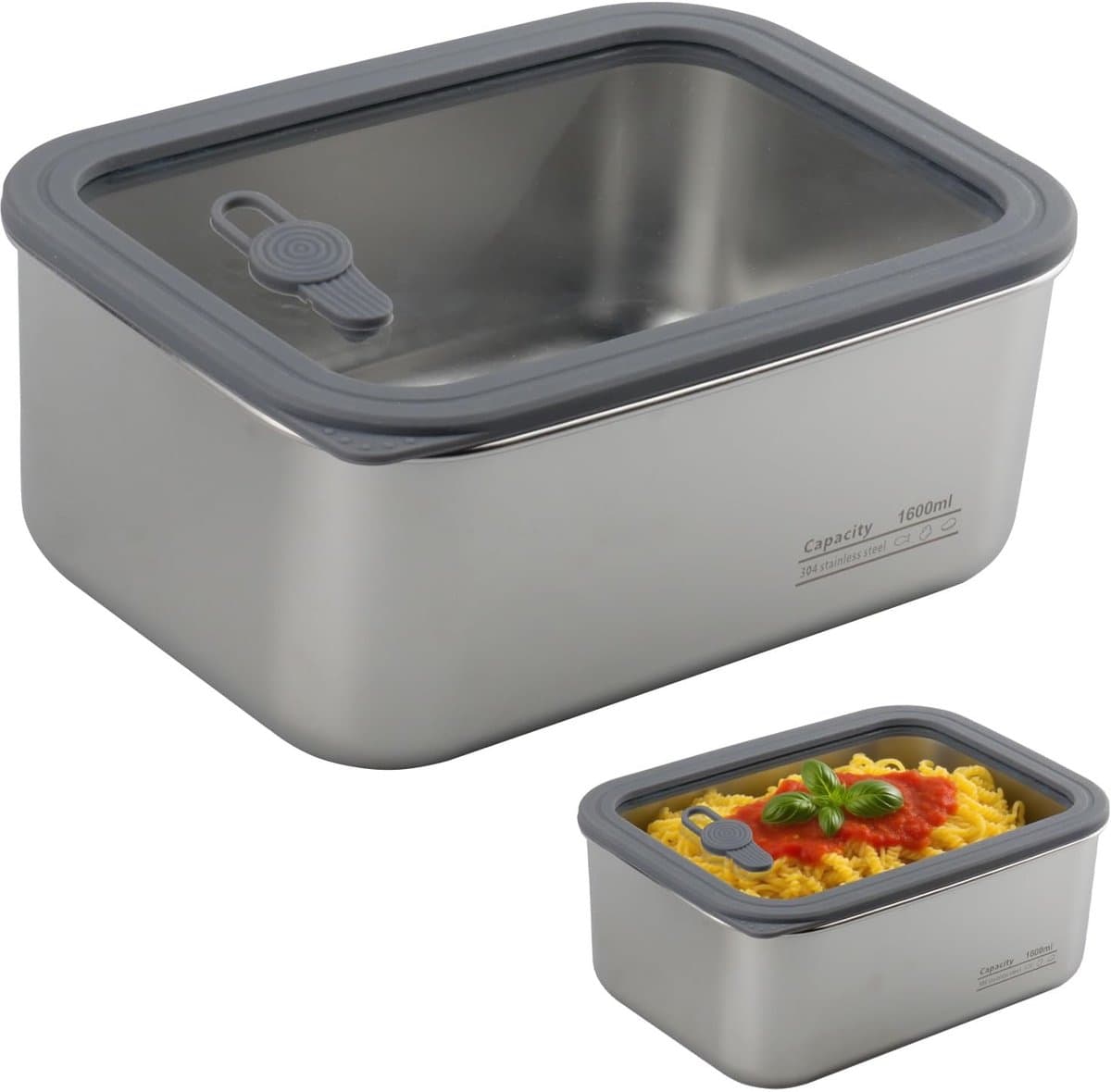 Dailygoods- Opslagbox 1600 ml - Roestvrij Staal - Magnetronbestendig - Lunchbox - Koelkast - Geschikt voor Restaurant - Voedselcontainer