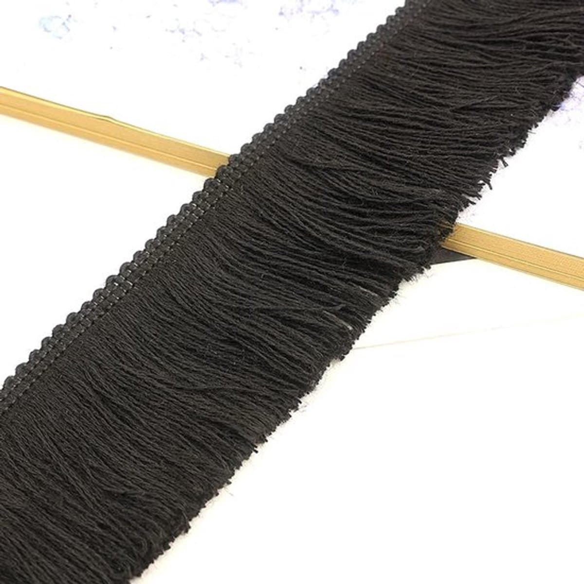 - 10 meter franjerand - decoratief lint - zwart - naai-accessoires - kostuums, gordijnen en decoratie - perfect voor DIY projecten