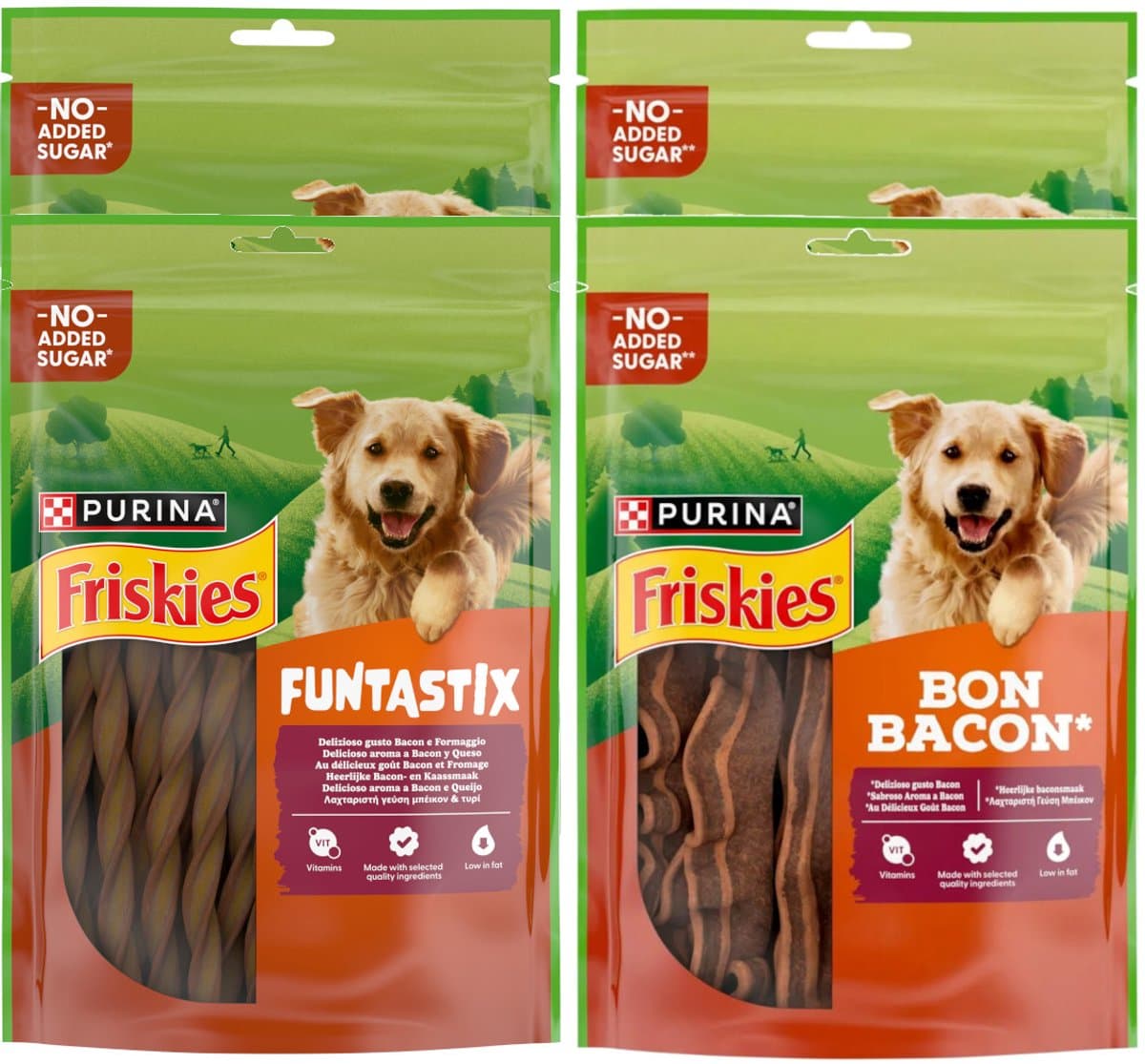 Purina Friskies Funtastix & Bon Bacon - Mixverpakking - Hondensnack - 350g (2x175g) + 240g (2x120g)