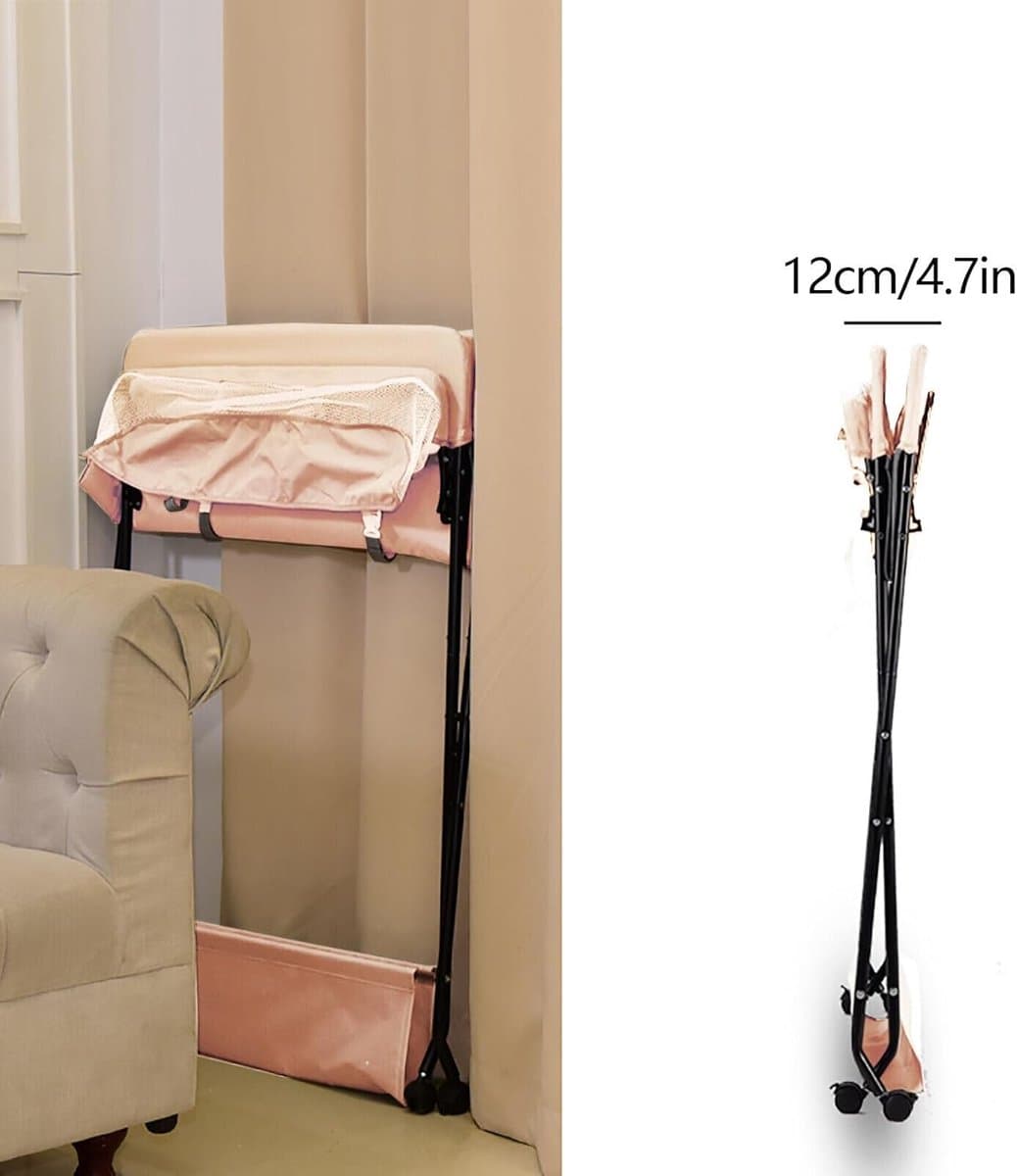 Baby Verschoontafel - Commode Meubel - Baby Verzorging - Inklapbaar Met Wieltjes - 80x63x96cm - Grijs