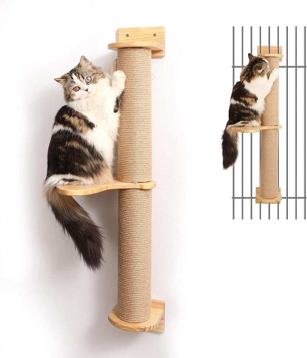 Katten speelboom - Krabmeubel muur - Katten spelen ontspannen - Hangmat ontwerp - 93 cm - Beige