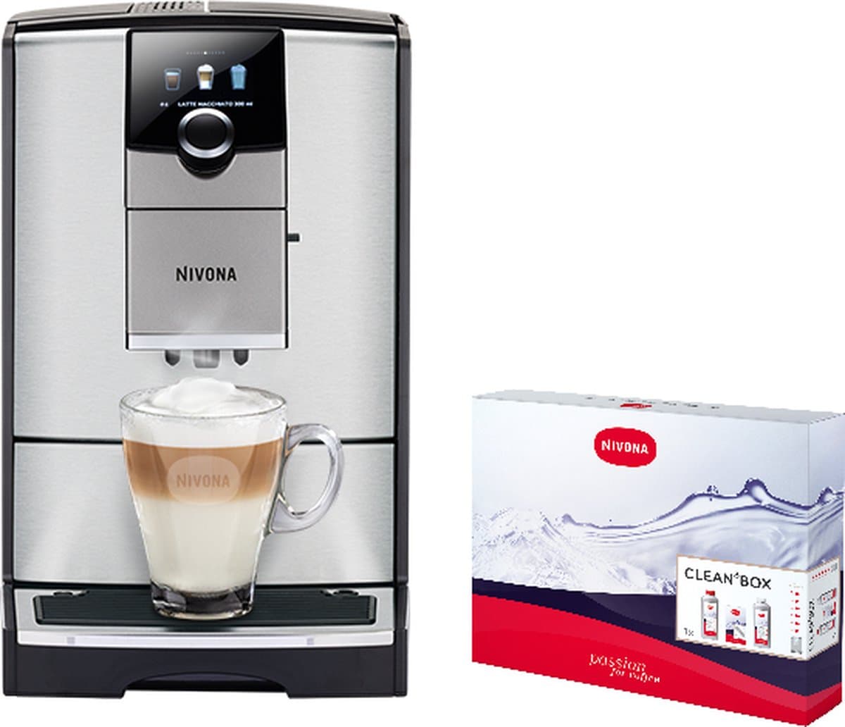 Nivona 799 volautomaat espressomachine RVS met automatische melkopschuimer [incl. gratis schoonmaakpakket twv 37,99 en gratis koffie van Koepoort Koffie]]