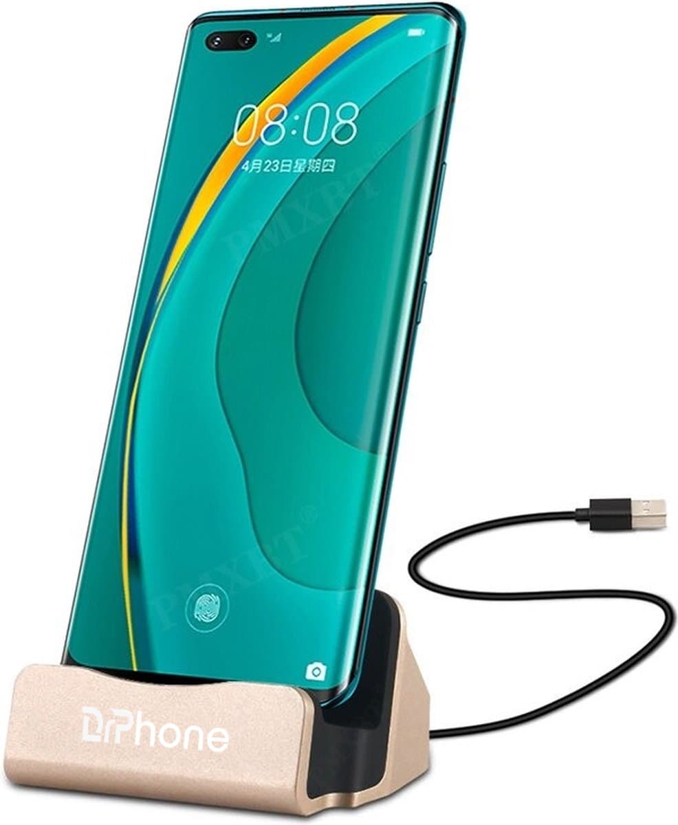 DrPhone DS1 - Micro USB Docking Station - Oplaad station - Houder - Goud