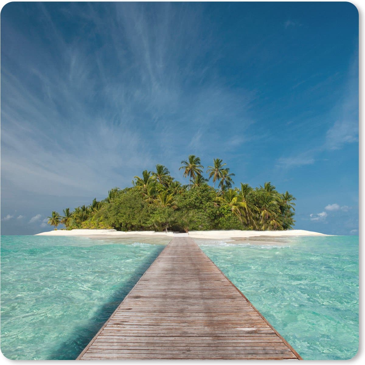 Muismat XXL 60x60 cm - Bureau onderlegger - Bureau mat Zee - Pier - Eiland - Bureaumat - Gaming mousepad xl - Bureaulegger groot - Computer deskmat