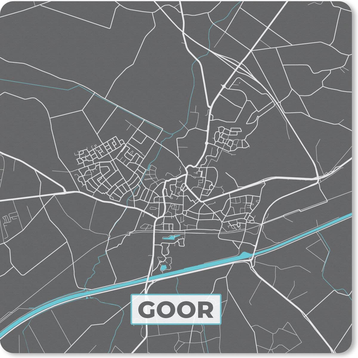 Muismat 20x20 cm - Mousepad Kaart - Plattegrond - Goor - Stadskaart - Muismatten - Stadskaart