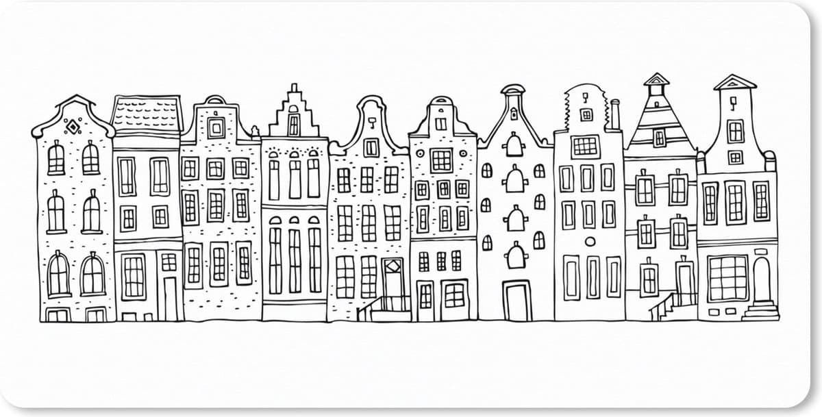 Muismat XXL 120x60 cm - Bureau onderlegger - Bureau mat Huis - Amsterdam - Zwart - Wit - Bureaumat - Gaming mousepad xl - Bureaulegger groot - Computer deskmat