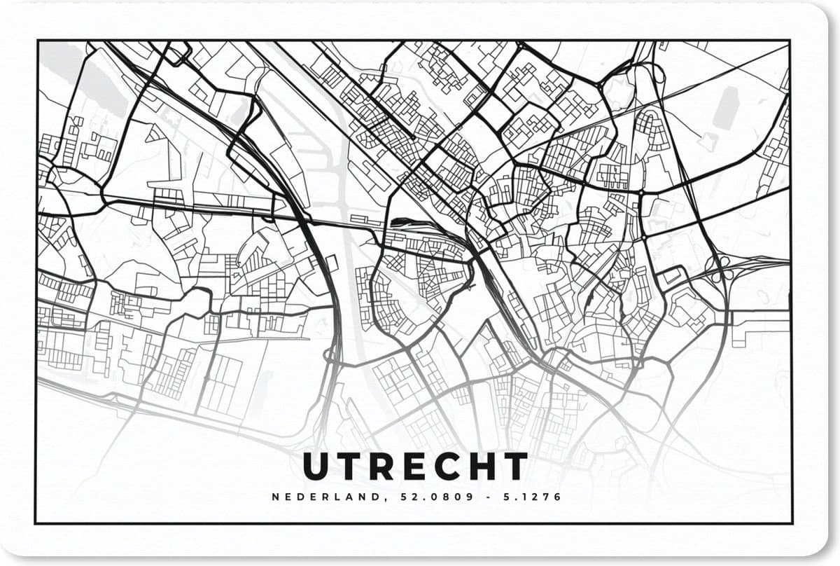 Muismat XXL 120x80 cm - Bureau onderlegger - Bureau mat Kaart - Utrecht - Nederland - Bureaumat - Gaming mousepad xl - Bureaulegger groot - Computer deskmat