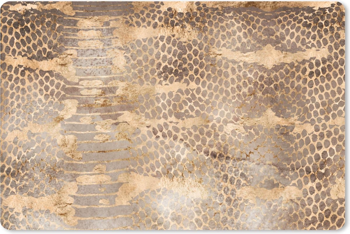 Muismat XXL 90x60 cm - Bureau onderlegger - Bureau mat Dierenprint - Goud - Luxe - Slang - Bureaumat - Gaming mousepad xl - Bureaulegger groot - Computer deskmat