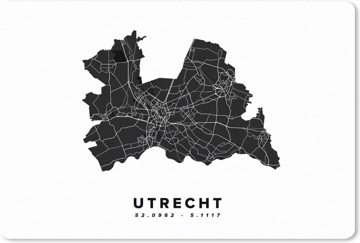 Muismat XXL 120x80 cm - Bureau onderlegger - Bureau mat Utrecht - Nederland - Wegenkaart - Bureaumat - Gaming mousepad xl - Bureaulegger groot - Computer deskmat