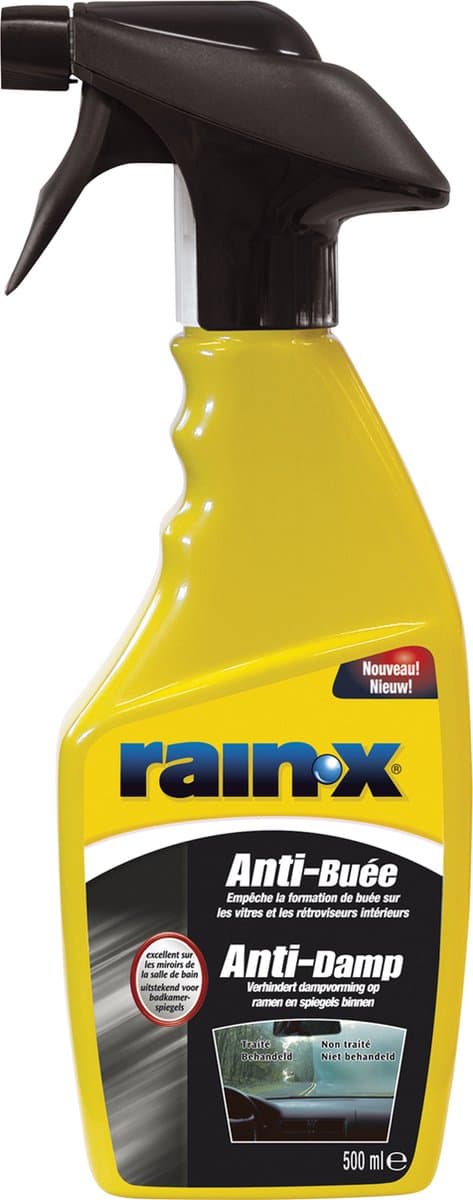 Rain-X Anti-Damp Glas- en Ruitenreiniger 500ml – Voorkomt Condens – Verbetert Zicht & Veiligheid – Geschikt voor Autoruiten & Spiegels