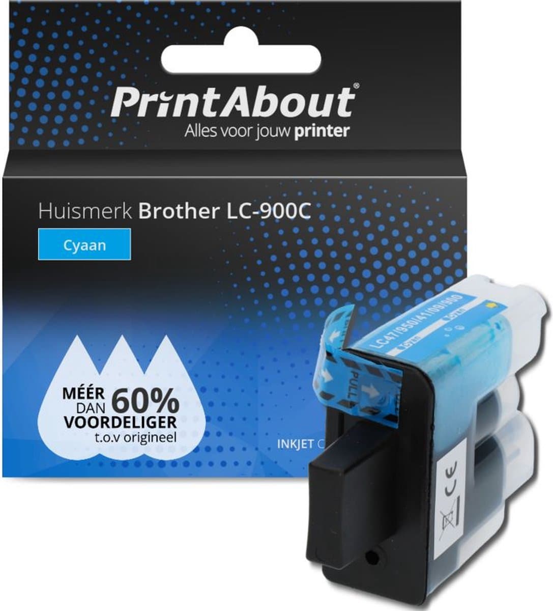 PrintAbout huismerk Inktcartridge LC-900C Cyaan geschikt voor Brother