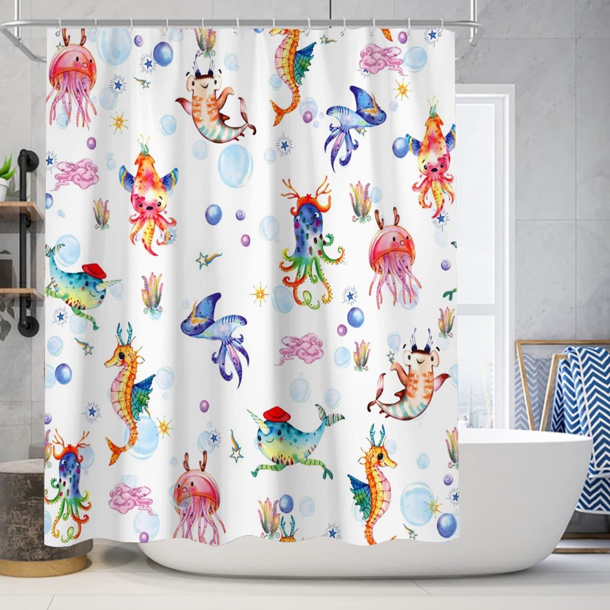 Floraweg Douchegordijn,Shower Curtain,badgordijn,badkamergordijn,Verschillende volledig printen ,-topkwaliteit - digitale printen -Anti Schimmel - Inclusief 12 ringen -met 12 stuks douchegordijnhaken – Waterdicht -Wasbaar- Polyester - 180x200 cm