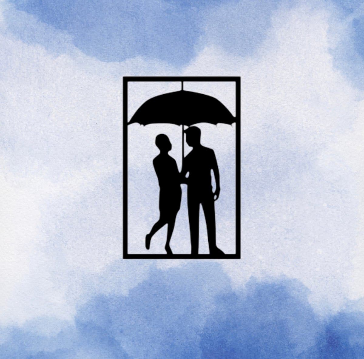 Djemzy - Homo stel onder paraplu - klein- wanddecoratie woonkamer - wanddecoratie slaapkamer - wandversiering - muurversiering - wandpaneel - wall art - hout - zwart - gay - Valentijnscadeau - love - liefde - huwelijk cadeau mr mr - MDF 6 mm