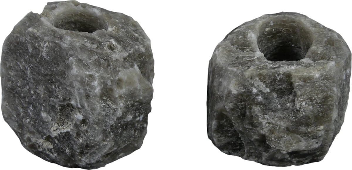 2x Waxinelichthouder / Theelichthouder Zoutsteen Himalaya - ZWART - Middel 0,6-1kg - ca. 9x9x8cm