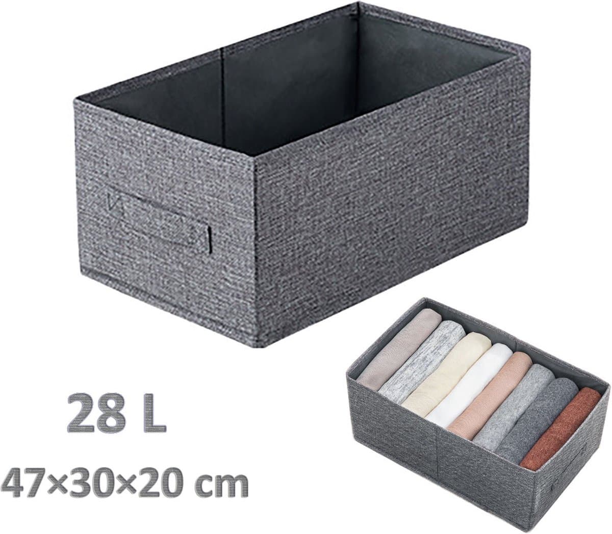 Dr. Wonder Opvouwbare opbergdoos - opbergmanden - opbergdozen - Lade organizer - Kledingkast - Broeken - Kledingkast organizer - Kleding organizer - Opbergsysteem voor kast - 28 L - Grijs