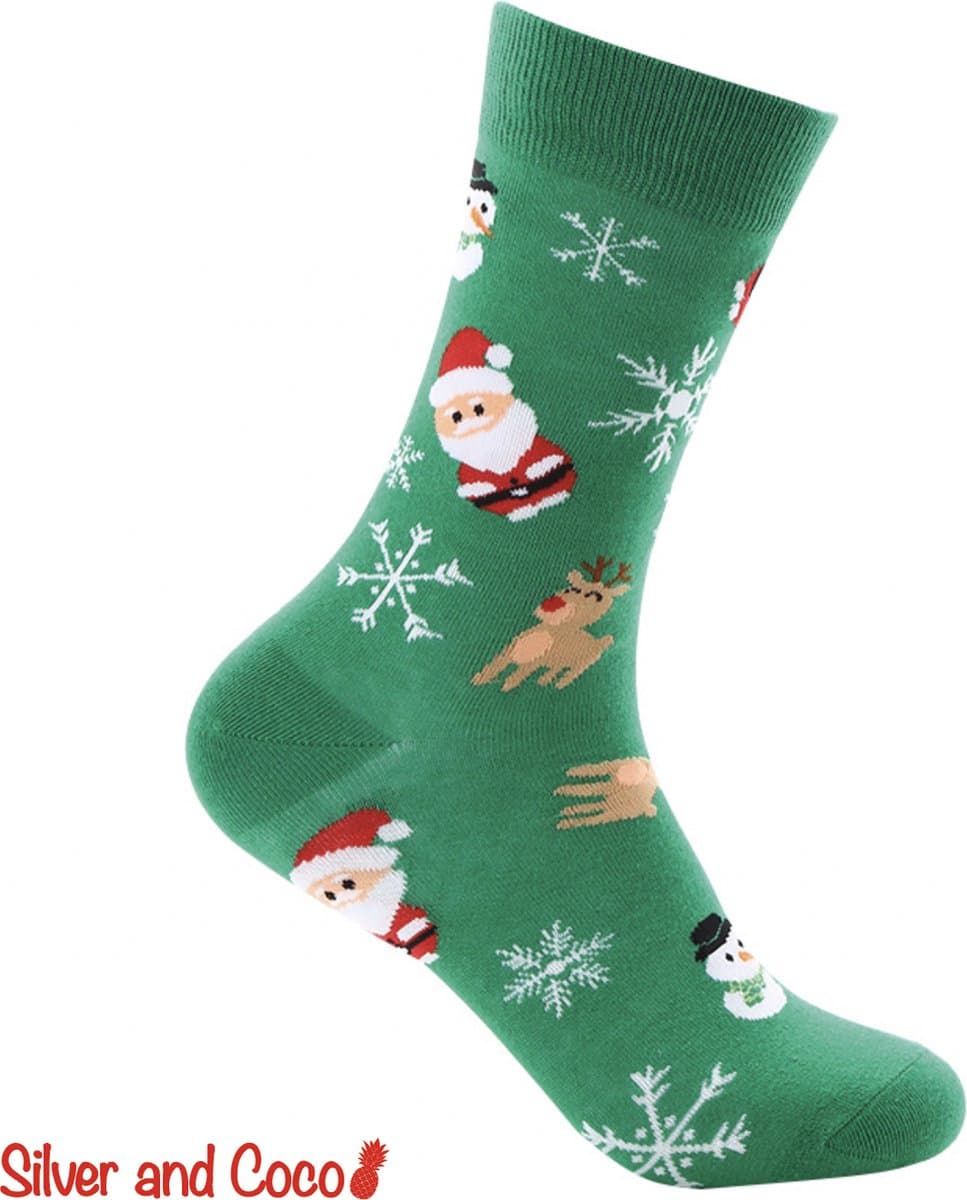 SilverAndCoco® - Kerstsokken / Gekke Foute Vrolijke Happy Kerst Sokken Kerstman Rendier / Leuke Grappige Dikke Warme Huissokken Kerstmis Dames & Heren Kerstcadeau pakket / Wintersokken Kleding Socks Mannen Vrouwen / Sinterklaas Schoen Cadeautje