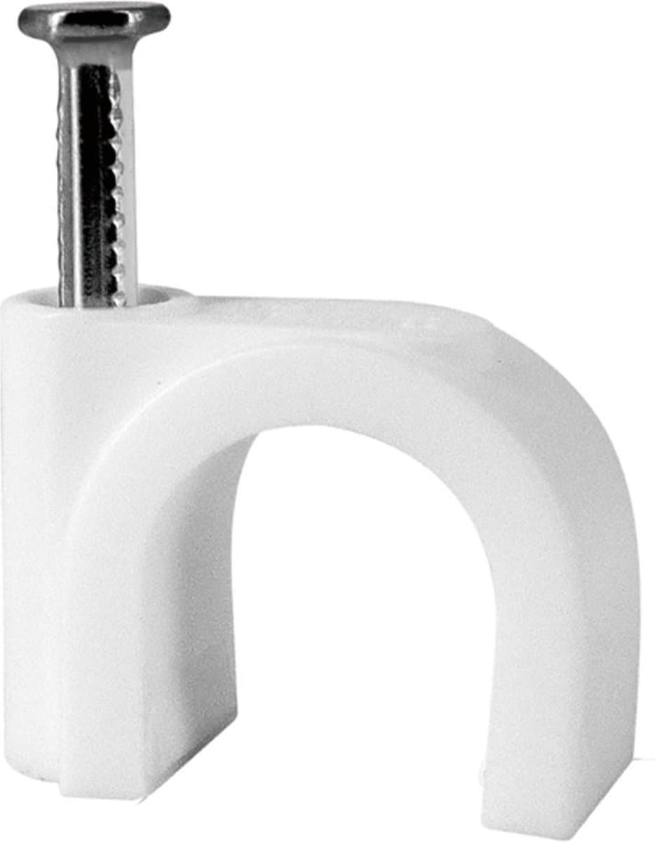 Tack Spijkerclips 4mm - Rond - Wit - 100st per doosje