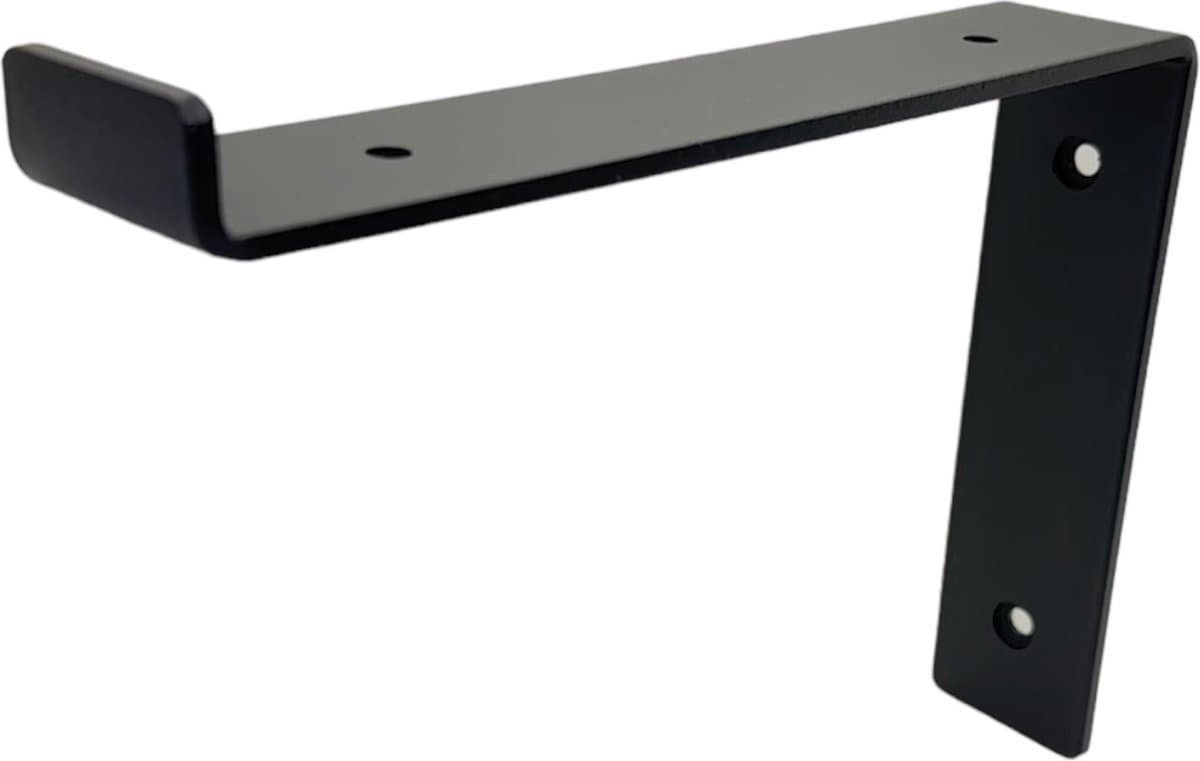 Maison DAM 1x Plankdrager L vorm down - Wandsteun – 15cm – Mat zwart gepoedercoat - incl. bevestigingsmateriaal + schroefbit