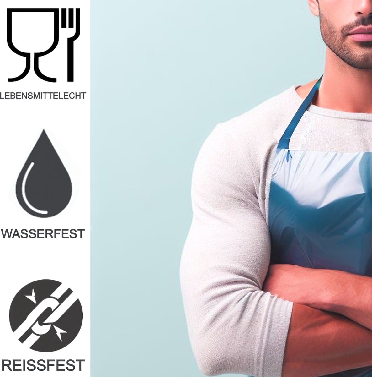 TronicXL 200x Wegwerpschorten Blauw – 130x76 cm - hygiënische bescherming voor slagers, keuken, laboratorium, bistro - One-size - plastic schort