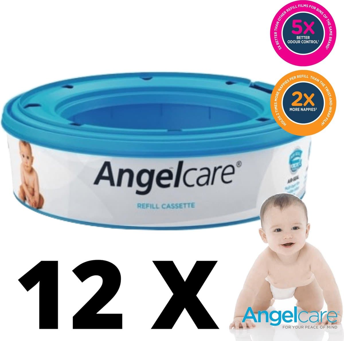 Angelcare Navulcassette Luieremmer - Originele Navul Cartridge - 12 stuks