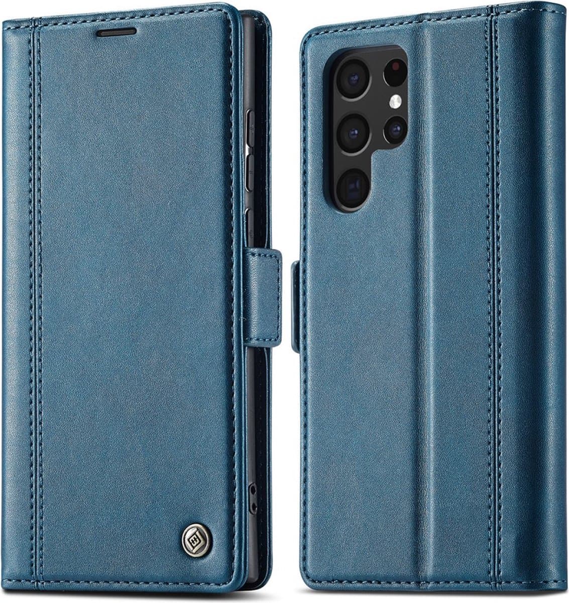 LC.IMEEKE Hoesje - Geschikt voor Samsung Galaxy S22 Ultra Hoesje - LC.IMEEKE Classic Book Case - Blauw
