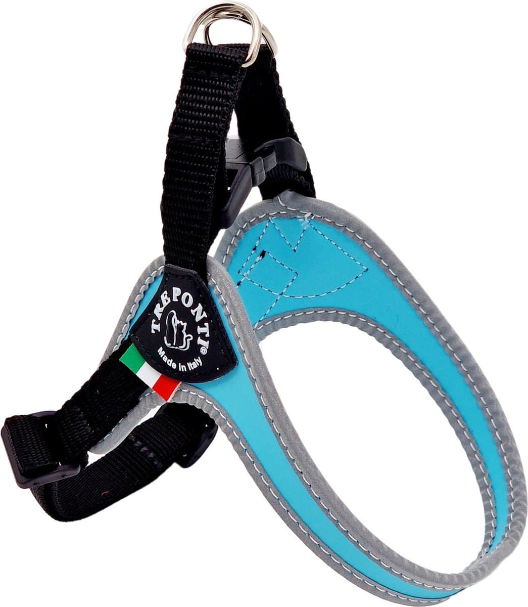 Tre Ponti Fibbia Verstelbaar Tuig Blauw&Reflectie - Hondenharnas - 37 - 50 cm