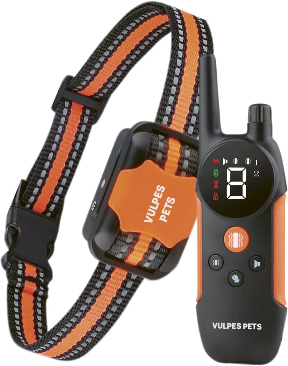 Vulpes Goods® Anti Blafband Pro met Afstandsbediening - Anti Blaf Apparaat - 3-in-1 Trainingshalsband - Zonder Schok - Opvoedingshalsband voor Kleine & Grote Honden - Waterdicht - Oplaadbaar - Vibratie & Audio