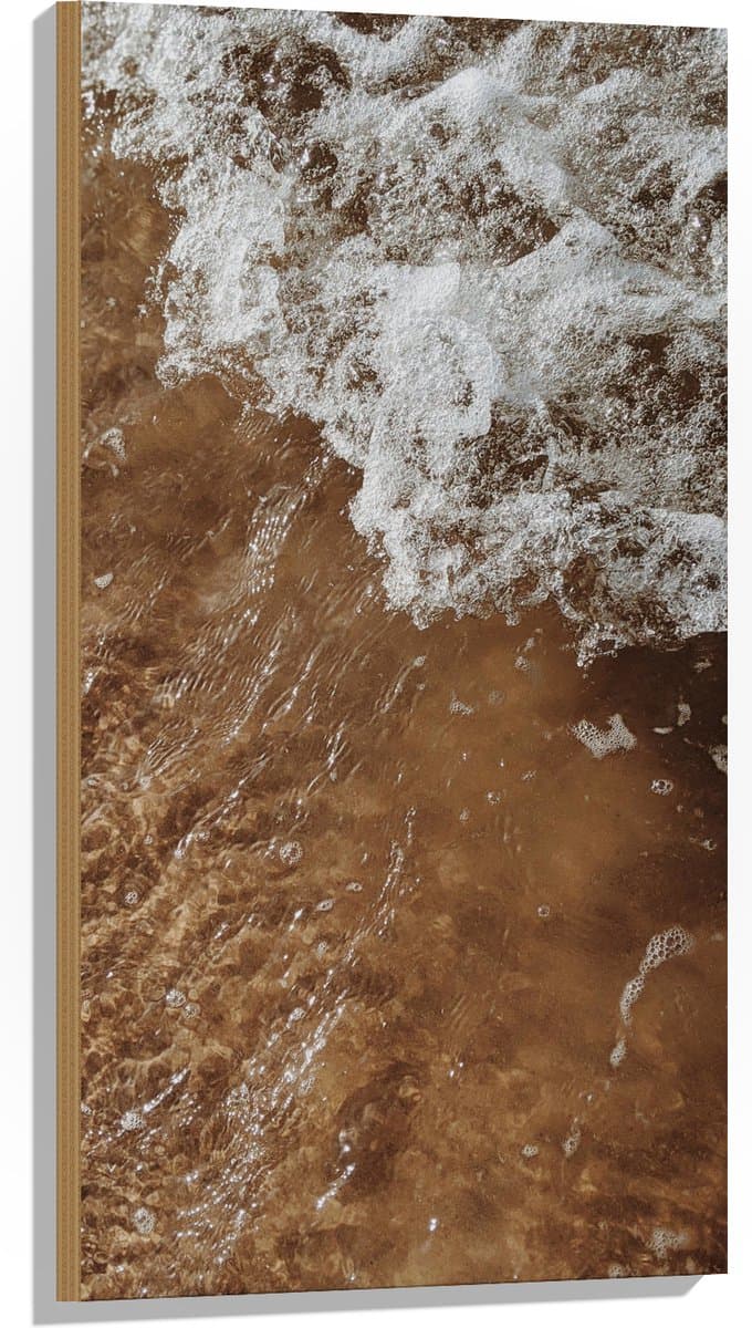 Hout - Water - Zand - Zee - 50x100 cm - 9 mm dik - Foto op Hout (Met Ophangsysteem)
