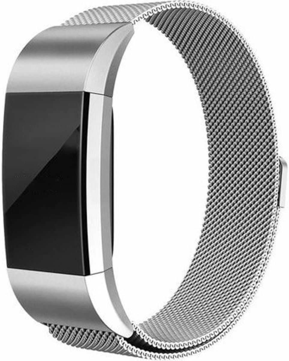 Geschikt voor charge 2 milanese band - zilver - Geschikt voor Fitbit - ML - Horlogeband Armband Polsband