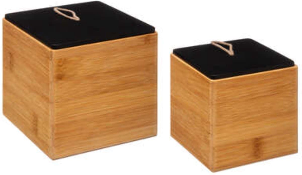 Five® - Bamboe opbergbakken - 2 Stuks - Bamboe - Zwart/bruin