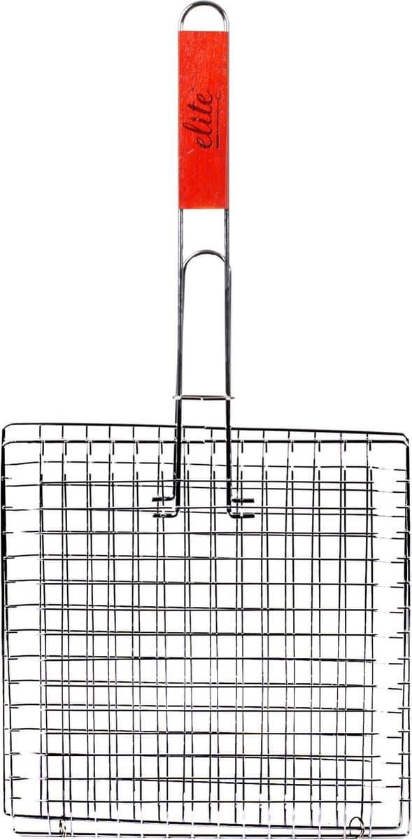 Elite BBQ/barbecue rooster - klem grill - metaal/hout - 22x46x1cm - vlees/vis/groente
