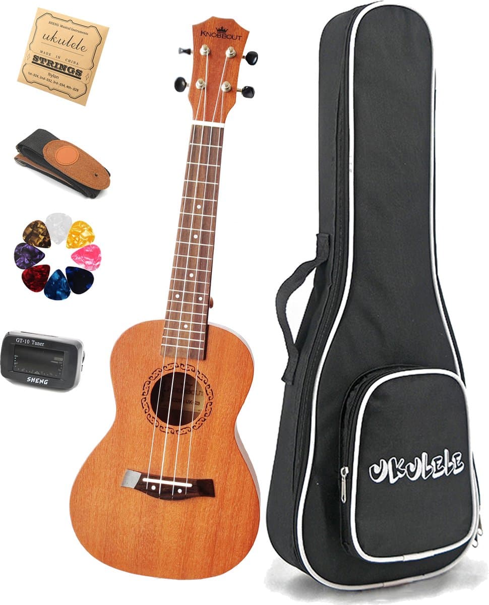 Knobbout Music United Sopraan ukelele, Sapeli hout, Volledig pakket