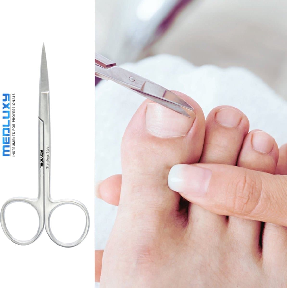 MEDLUXY® Pro - Professionele Nagelschaar -Lang - 11 cm - Snijvlak Smal Gebogen [Nagelhoeken, vingernagels en teennagels, Pedicure - Manicure Nagel Schaar - RVS]