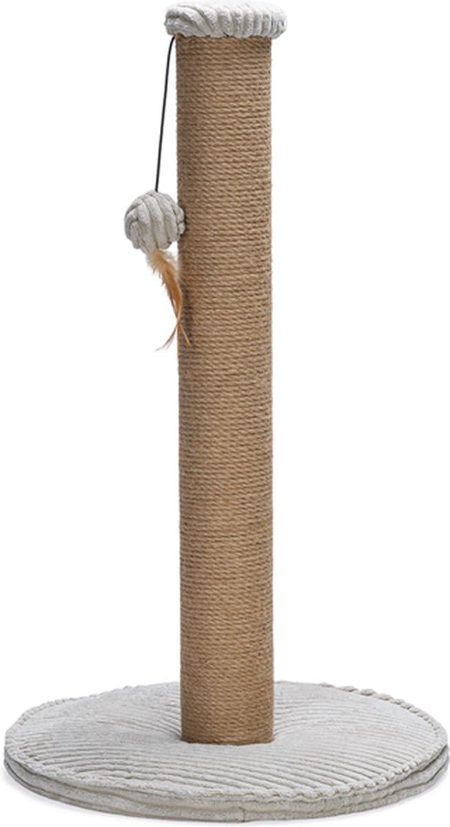 Designed by Lotte Krabpaal Ribbed - Incl speeltje - Ribbed stof/jute - Lichtgrijs - 41x41x70 cm