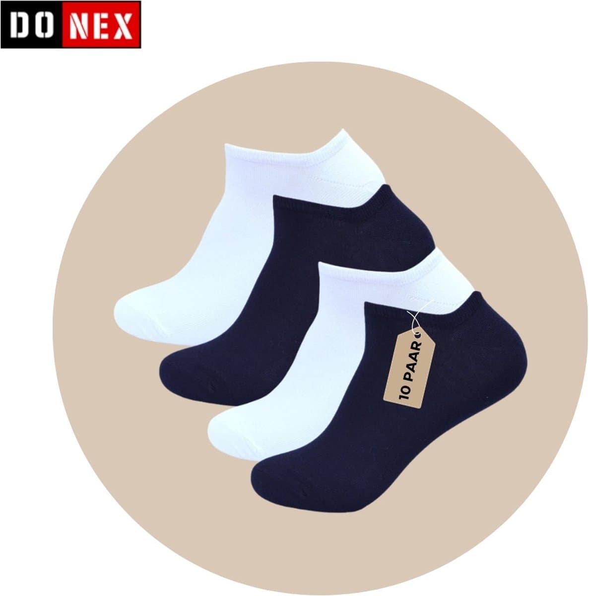 DONEX® luxe sneakersokken – 10 Paar – Mix – 95% Katoen – Naadloos – Unisex Maat 43-46