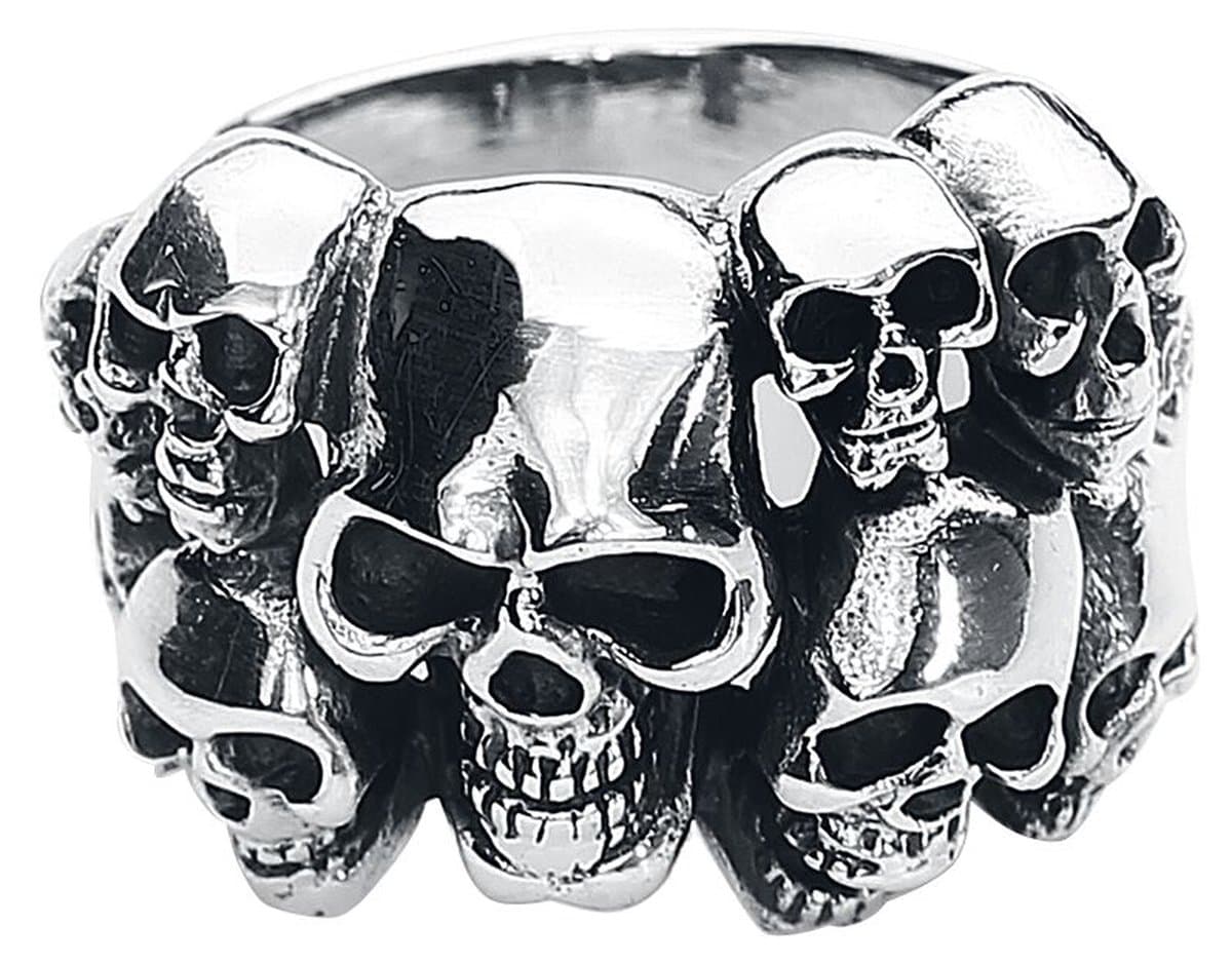 etnox Skulls Heren Ring - zilverkleurig - L
