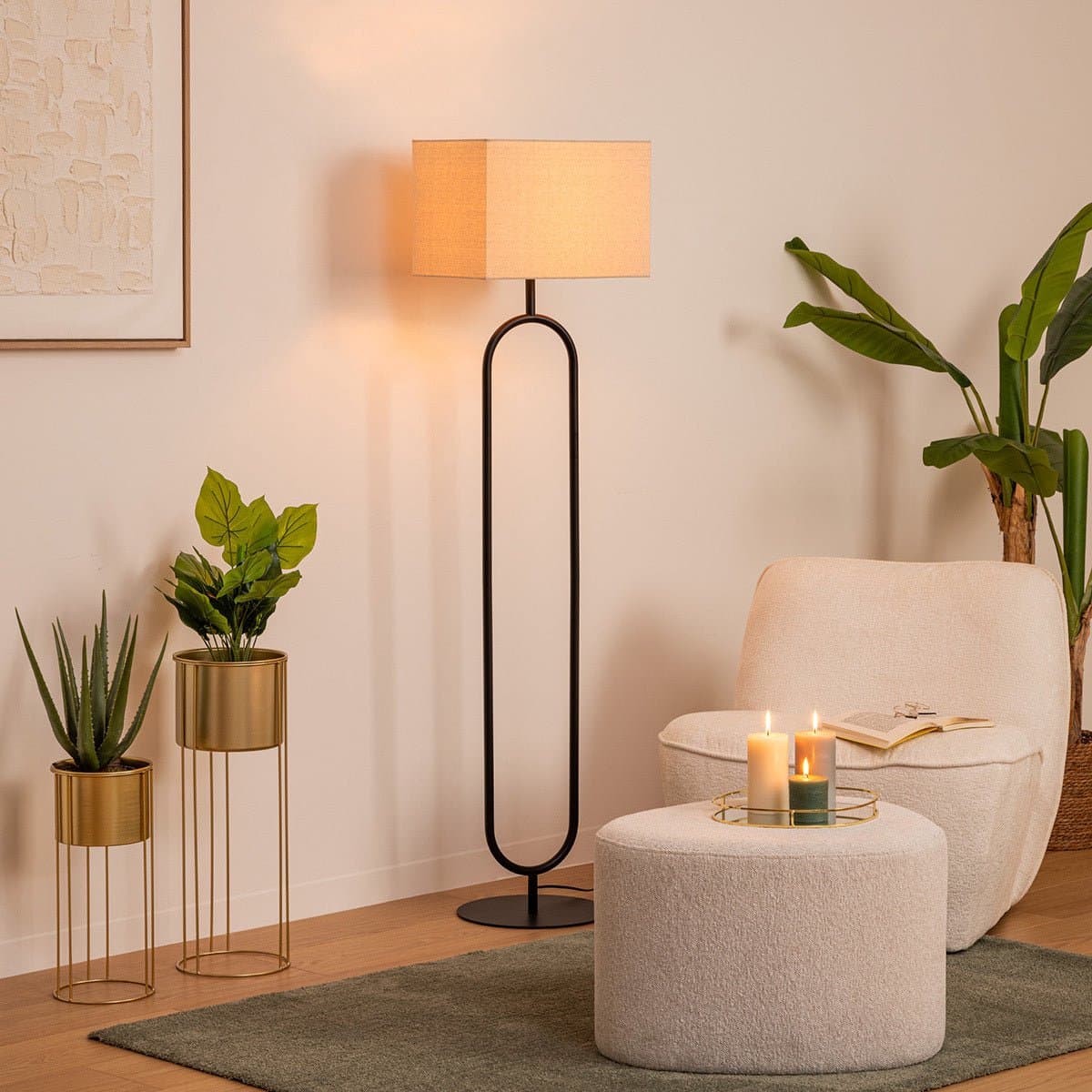 Atmosphera Vloerlamp - Zwart, 38 x 28 x 154 cm