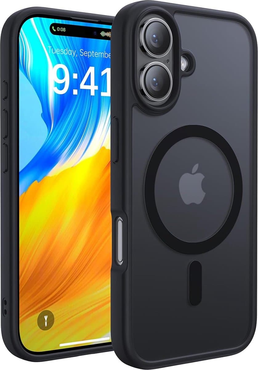 Geschikt voor iPhone 16 hoesje - hoesje transparant - Zwart - Sounix