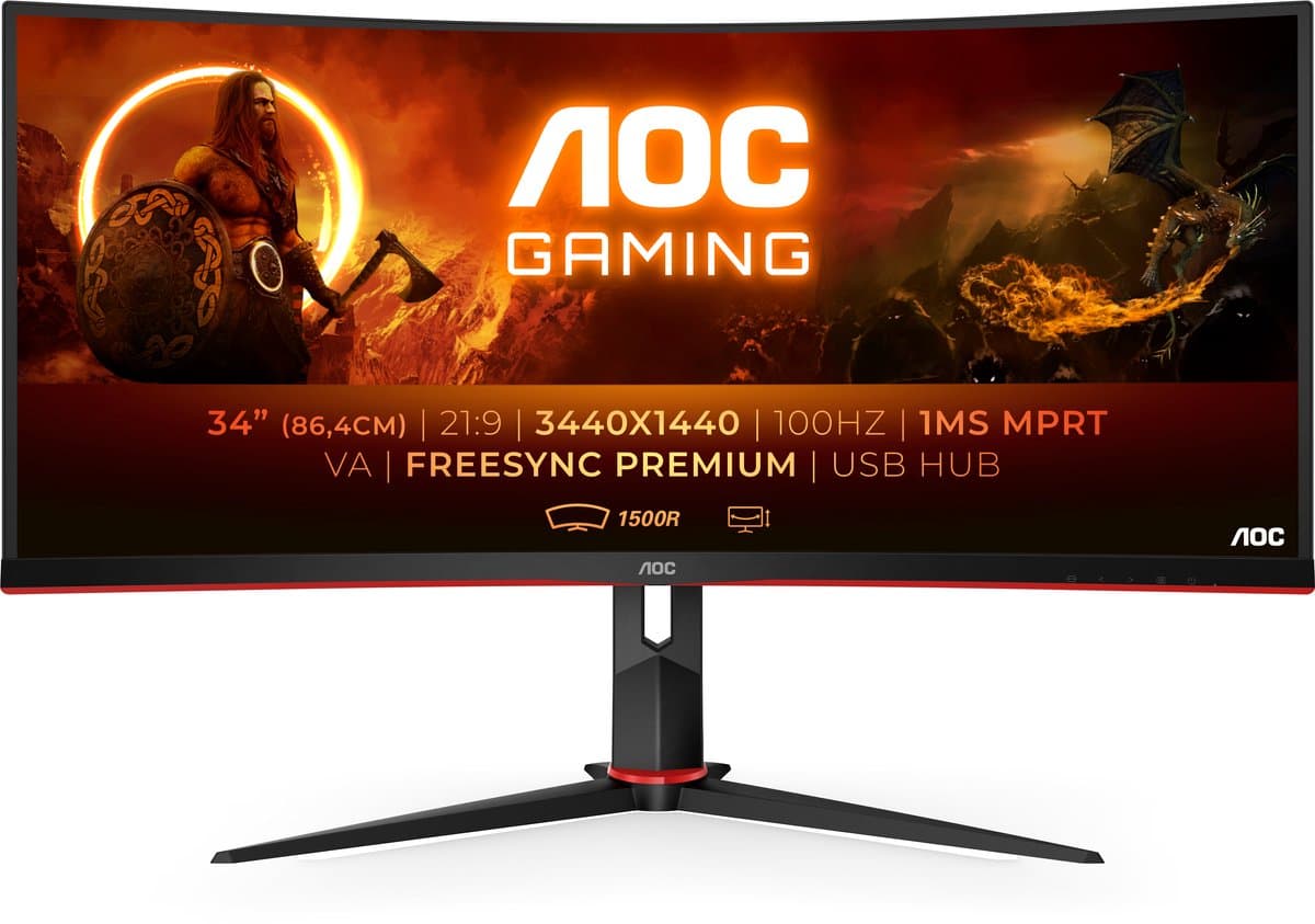 AOC CU34G2 - QHD VA Curved UltraWide 100Hz Gaming Monitor - 34 Inch